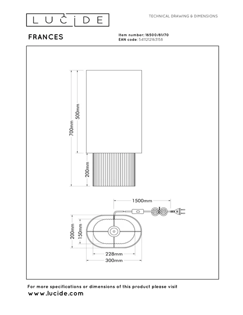 Lucide FRANCES - Tischlampe - 1xE27 - Weiß - Vibes - technisch